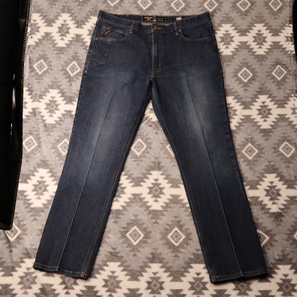 Ariat Rebar M4 Relaxed Straight Jeans Dark Wash Denim Mens 40x34